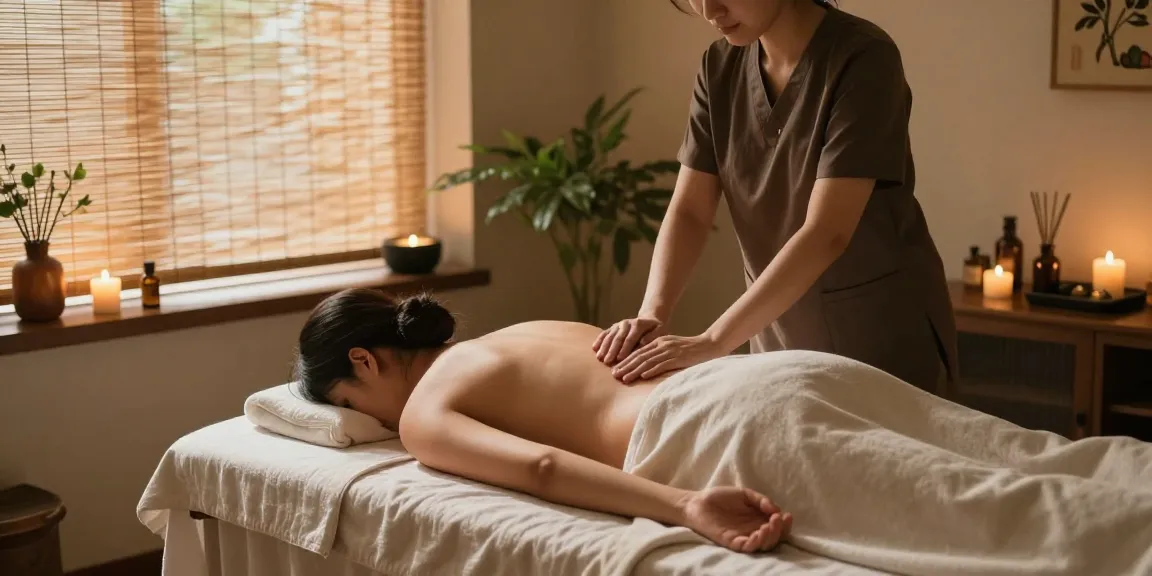 Relaxation during 안산출장마사지 therapy in a serene spa setting.