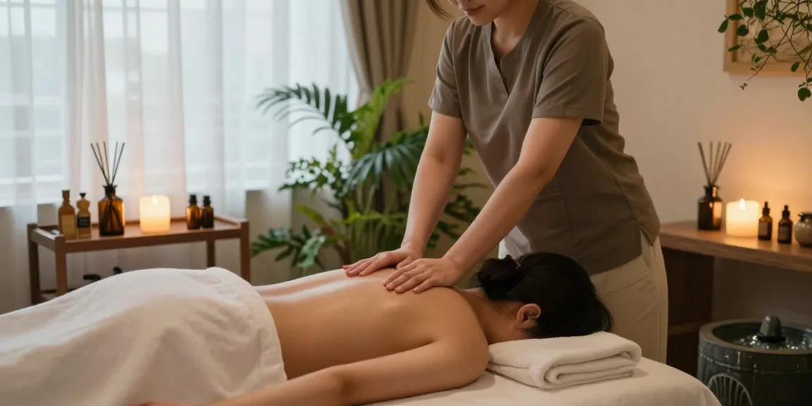 Relaxing 인천출장마사지 scene in a tranquil spa environment with soothing elements.
